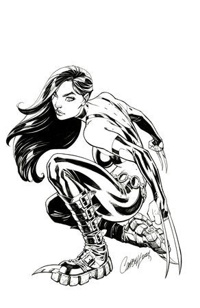 Laura Kinney: Wolverine #1U – 2nd Printing J. Scott Campbell Incentive B&W Variant (1:25)