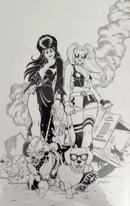 Harley Quinn X Elvira "Anything But Fun" 2ZD Amanda Conner Blind Bag B&W Virgin Variant
